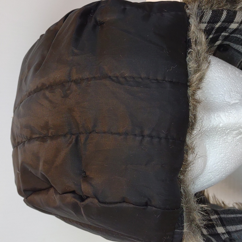 Outdoor Life Black Plaid Faux Fur Trapper Bomber Winter Hat S/M NWT - Picture 12 of 16